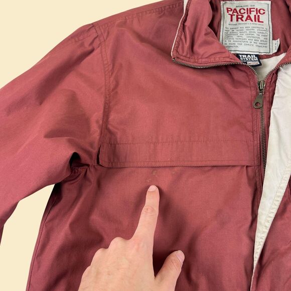 90s M hooded windbreaker by Pacific Trail, vintage burgundy outdoors mens jacket - Picture 6 of 10